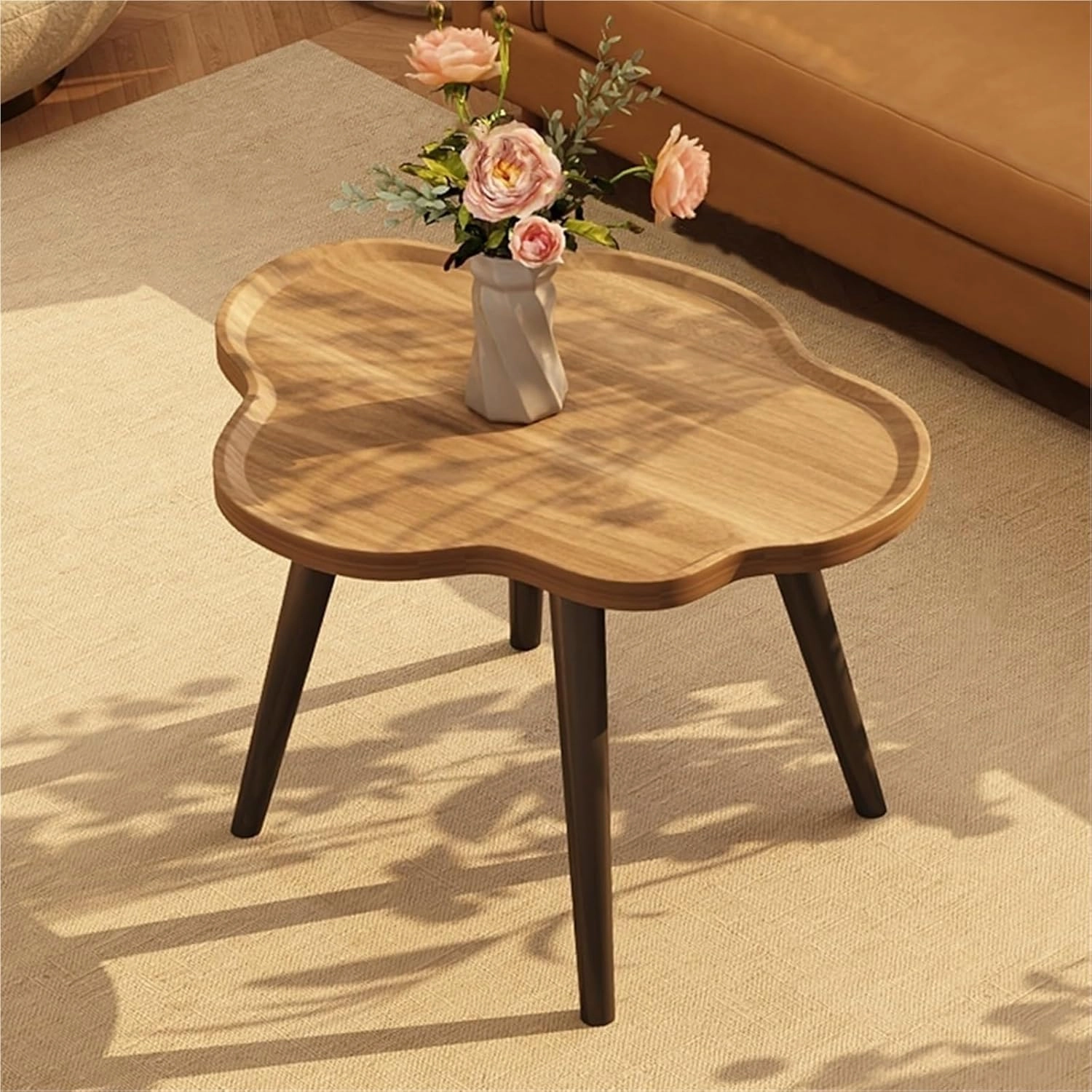 Nesting Coffee Table Irregular Center Tables Cloud Shape Side Tables Wood End Table Accent Desk for Home Living Room Balcony Easy Assembly Creative idea(Natural,Small)