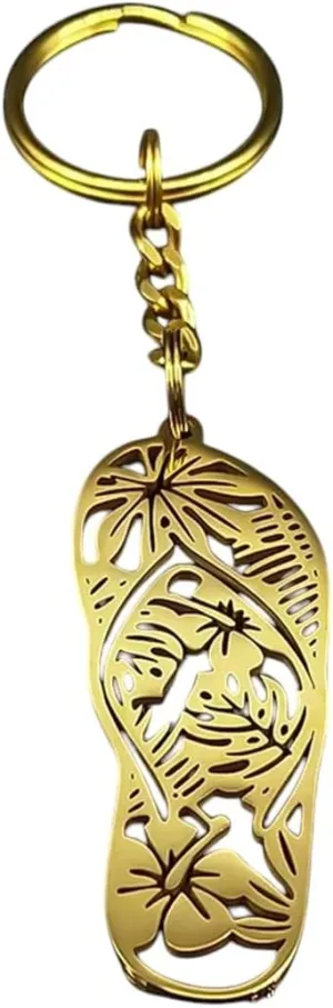 New 2026 Hollow Slippers Keychain For Women Men Stainless Steel Gold Silver Color Beach Fashion Male Keyring Jewelry Gifts Decoration Luxury With You Accessories Trendy Best Gift