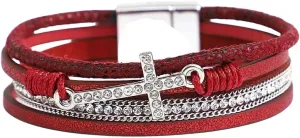 New 2026 Vintage Cross Leather Bracelet For Women Men Charm Rhinestone Crystal Jewelry Snake Skin Wrap Bracelets Decoration Luxury With You Accessories Trendy Best Gift
