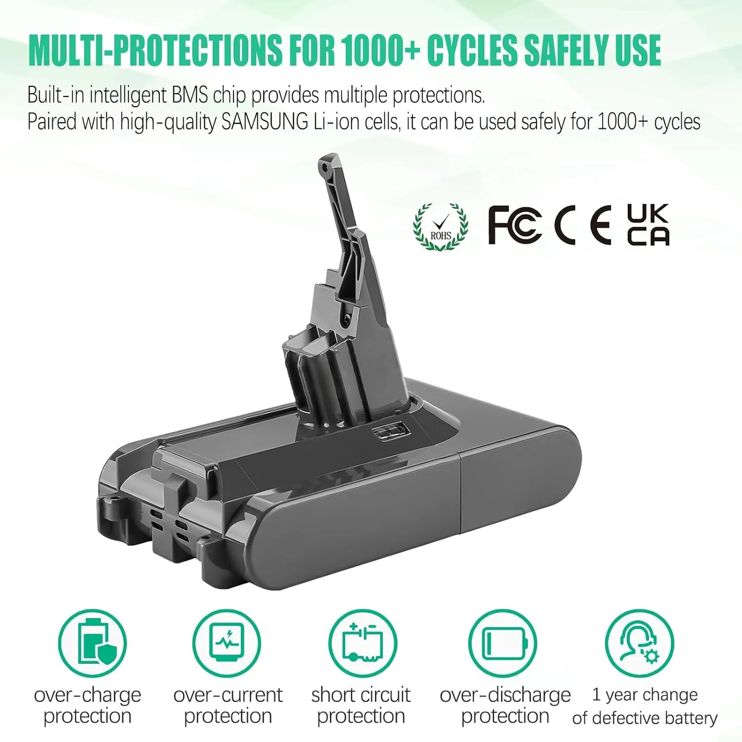 New Upgraded 7000mAh V8 SV10 Battery Compatible for Dyson V8 Vacuum Animal/Absolute/Motorhead/Fluffy Handheld Cordless Vacuum Cleaner Li-ion 215681 SV10 967834 05 Battery
