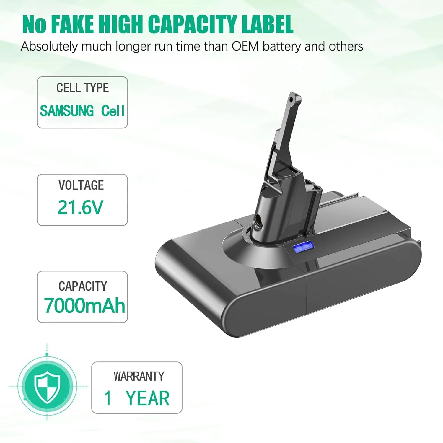 New Upgraded 7000mAh V8 SV10 Battery Compatible for Dyson V8 Vacuum Animal/Absolute/Motorhead/Fluffy Handheld Cordless Vacuum Cleaner Li-ion 215681 SV10 967834 05 Battery
