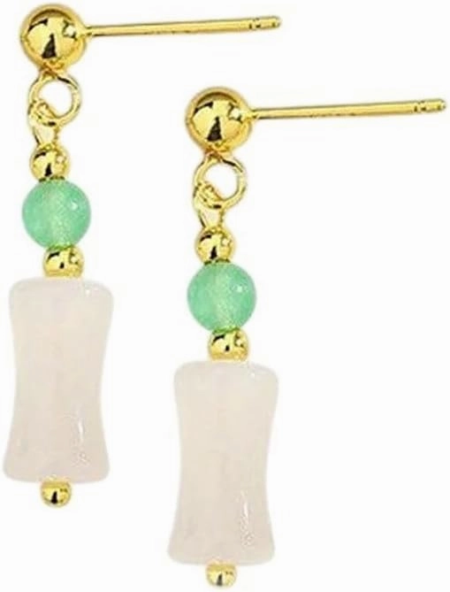 New 2026 Unisex Stainles Stell 925 Sterling Silver Jade Earrings Pearl Magnolia Flower Eardrops Vintage Jewelry Fashion Trendy Accessories Creative Gift For Women And Men
