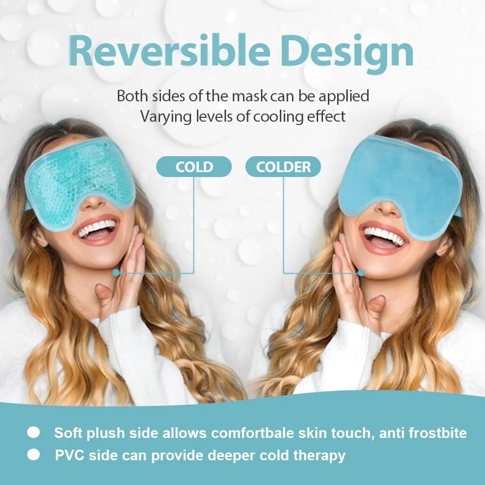 NEWGO Cooling Eye Mask for Puffy Eyes, Cold Eye Mask Eye Ice Pack for after Eyes Surgery, Tension Stress Relief, Itchy Eyes, Headaches, Dark Circles - Blue 2 Pack