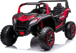 NEWQIDA XXXL 24V Ride On Toys for Big Kids UTV Large 2 Seater Ride On Car for Kids 4WD Ride On Truck with Remote Control, Off-Road Side by Side, Max 220lbs, Up to 5.6 MPH, Rear Shock Suspension, Red