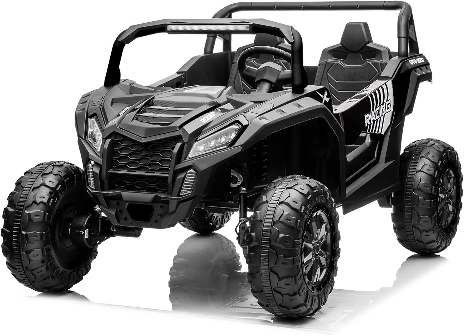 NEWQIDA XXXL Side by Side UTV, 24V Ride On Toys for Big Kids, 2 Seater Ride On Car with Remote Control, Electric Vehicles 4WD Ride On Truck Car Max 220lbs Load for Adults Teens Kids, Black