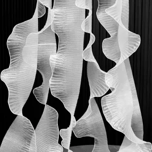 Newwiee Ruffle Pleated Chiffon Trim Organza Ruffled Iridescent Ribbon Fabric Chiffon Ribbon Lace Fabric Trim for Jellyfish Hat Lanter Skirt Sewing Bag Costume Trimming Craft(White,15 Yard)