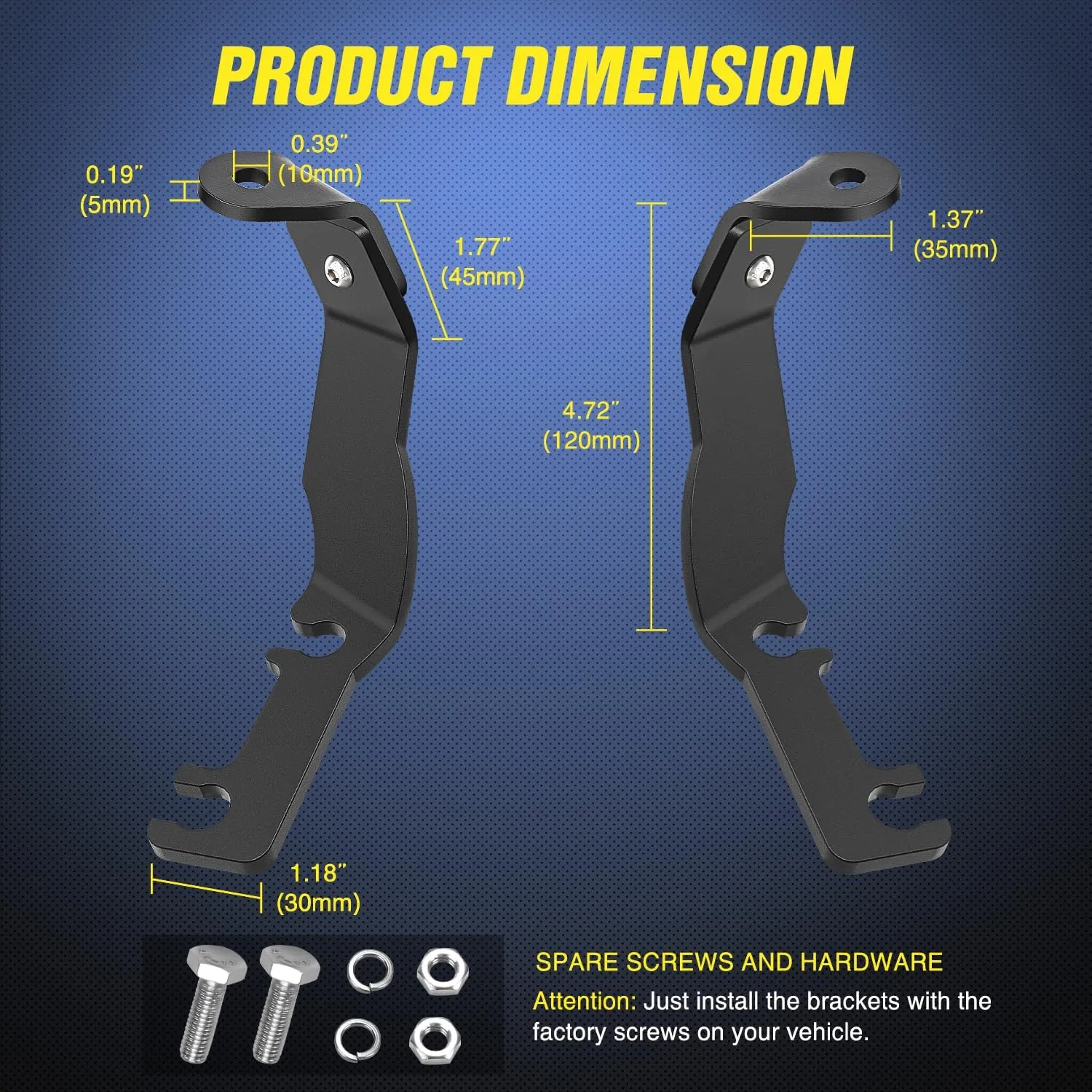 Nilight Ditch Light Brackets Hood Hinges Mount Bracket Kit for Auxiliary Offroad LED Pod Work Lighting on Toyota Tacoma 1995 1996 1997 1998 1999 2000 2001 2002 2003 2004
