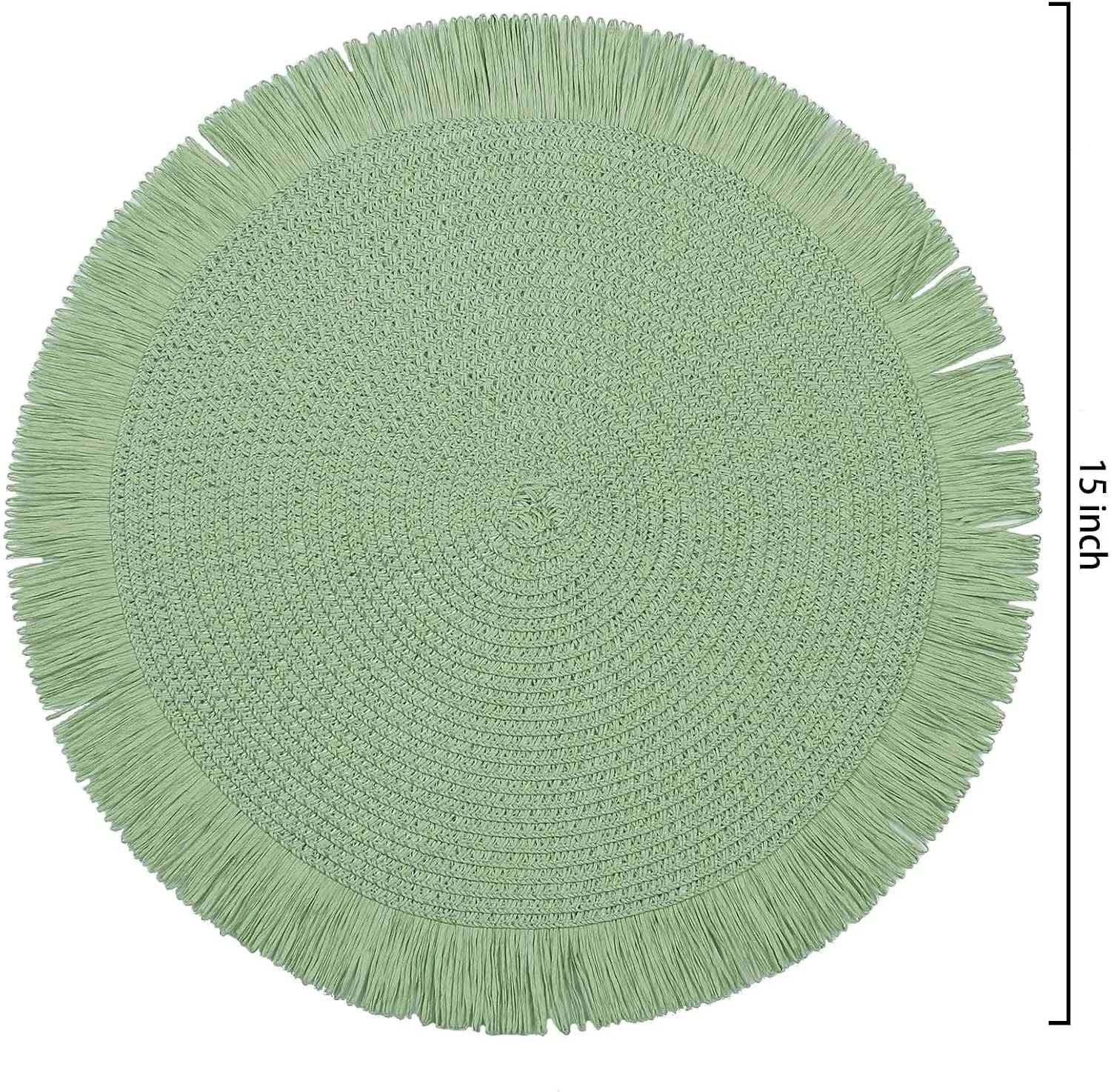Noctiflorous Round Woven Paper Placemats Set of 12 Braided 15 Inches Indoor Outdoor Place Mats for Dining Tables Natural Farmhouse Rustic Heat Resistant Table mats Decor (Green, 12)