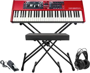 Nord Electro 6D 61 Key Semi-Weighted Action Keyboard Bundle with Keyboard Stand, Bench, Sustain Pedal and Headphones (5 Items)