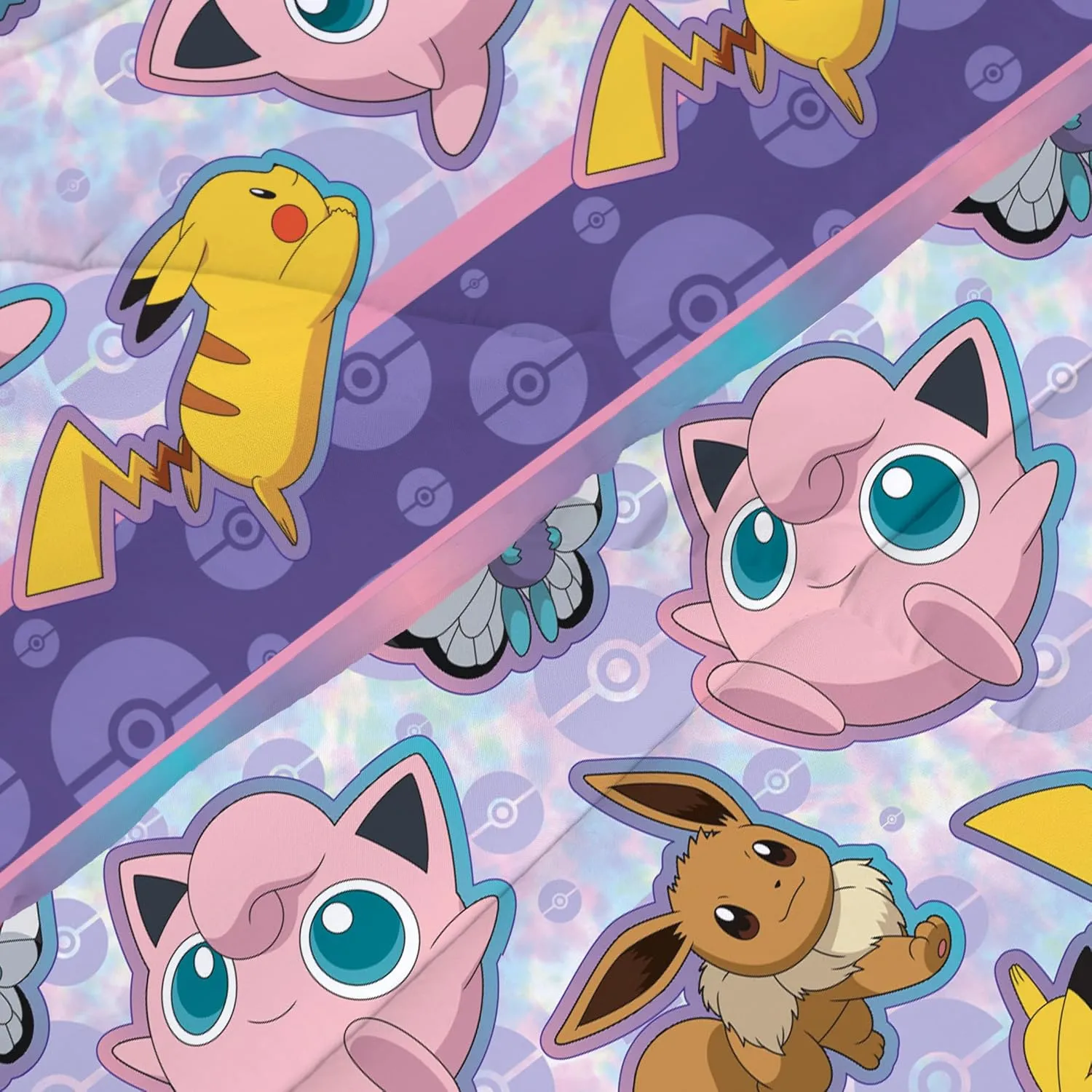 Northwest Pokemon Twin Sized Bed in a Bag Set, Pikachu Eevee Jigglypuff, Anime Bedding for Kids Boys Girls, Friendly Battle