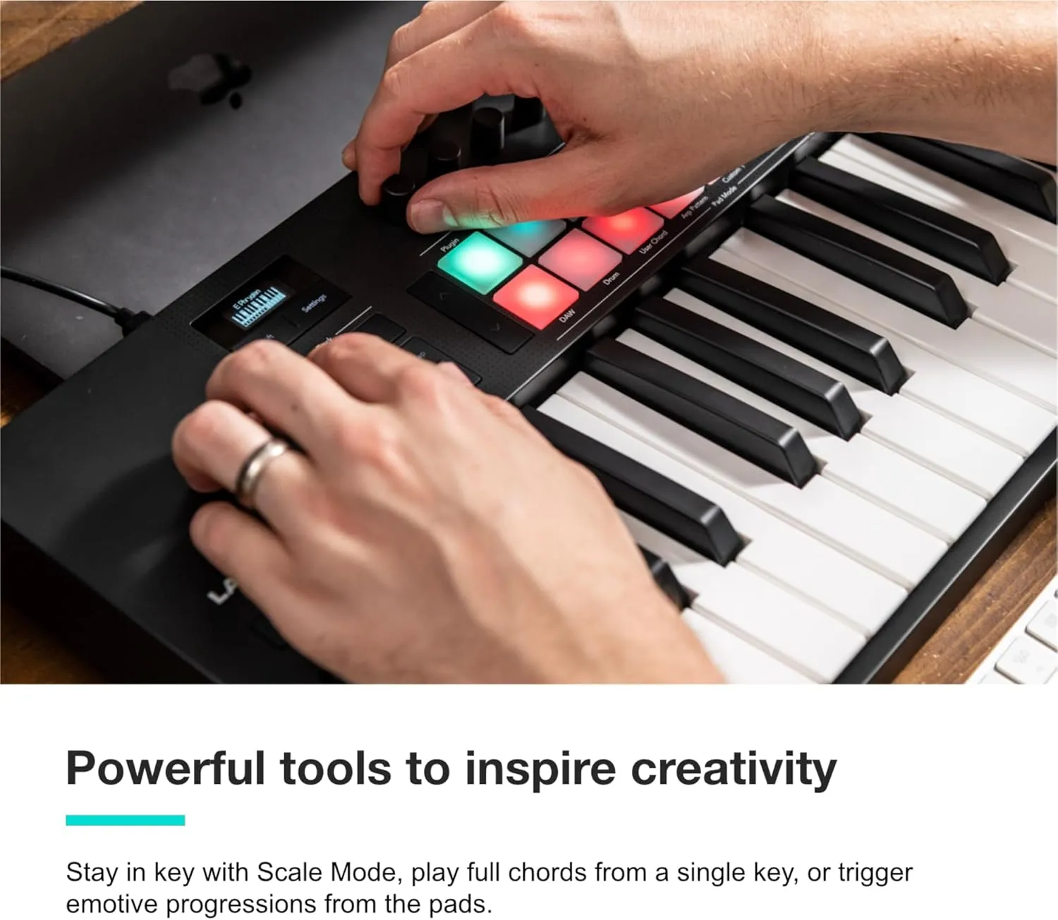 Novation Launchkey 25 MK4 — Compact 25 Key, USB, MIDI Keyboard Controller with DAW Integration. Chord Mode, Scale Mode, 8 Drum Pads, and Arpeggiator — Includes Software Bundle for Music Production