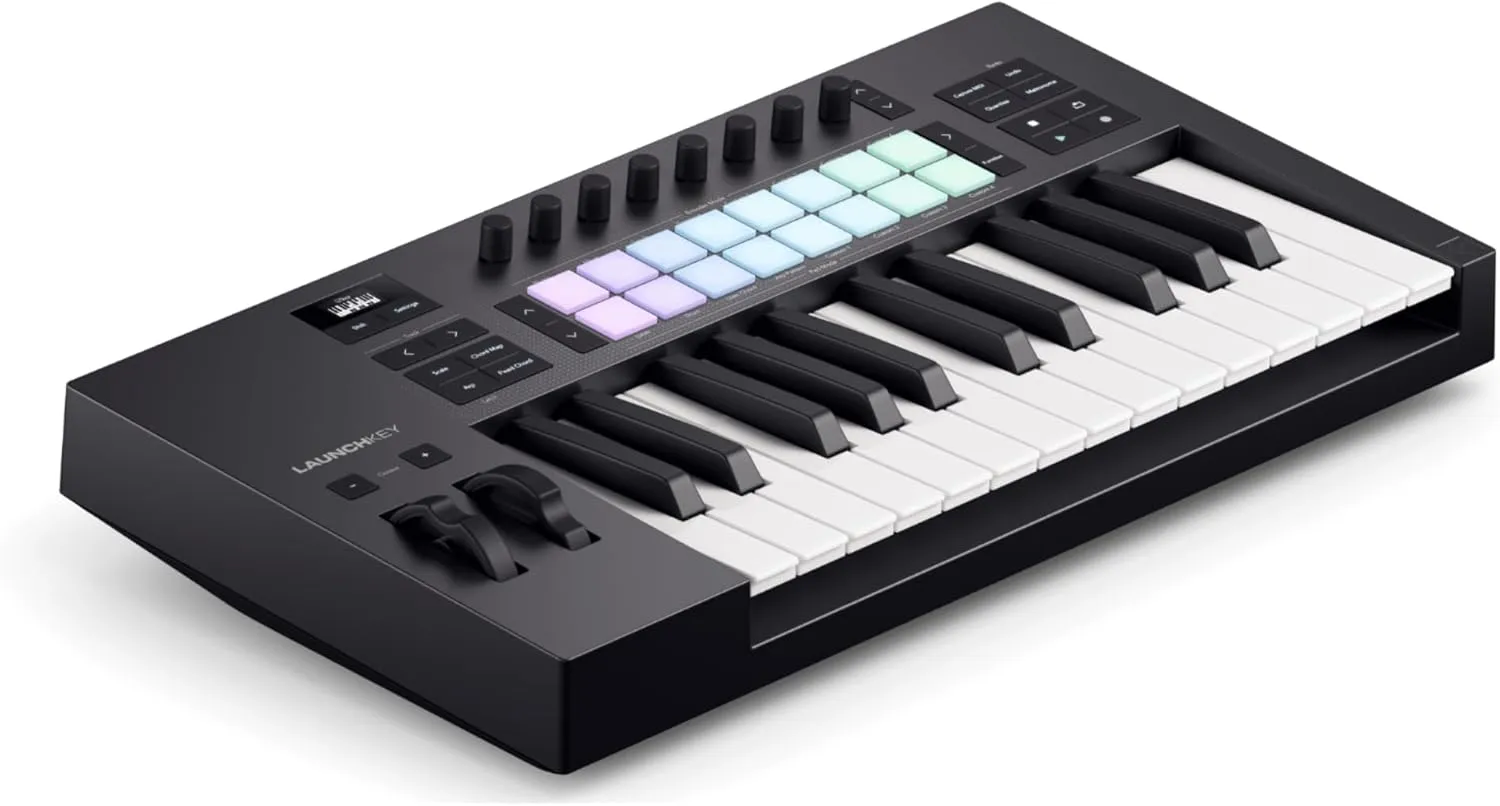 Novation Launchkey 25 MK4 — Compact 25 Key, USB, MIDI Keyboard Controller with DAW Integration. Chord Mode, Scale Mode, 8 Drum Pads, and Arpeggiator — Includes Software Bundle for Music Production