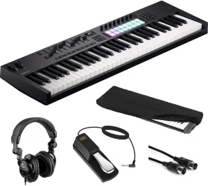 Novation Launchkey 61 MK4 USB MIDI Keyboard Controller (61 Keys) Bundle with HPC-A30 Studio Monitor Headphones, Universal Piano-Style Sustain Pedal, Keyboard Dust Cover and Midi cable 10' Black