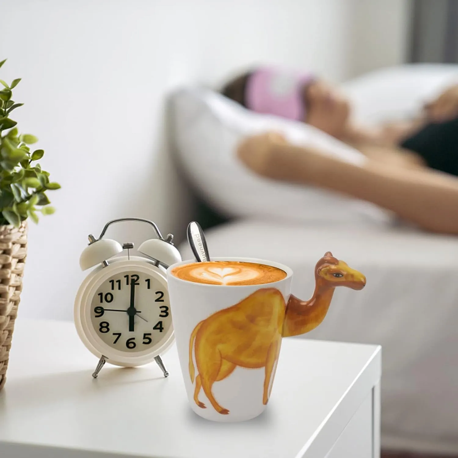 Novelty Funny Hand Painted Ceramic Coffee Mug -Cute Camel 3D Handle Handmade Large 15 oz Porcelain Tea Cup Unique Ideal Gifts