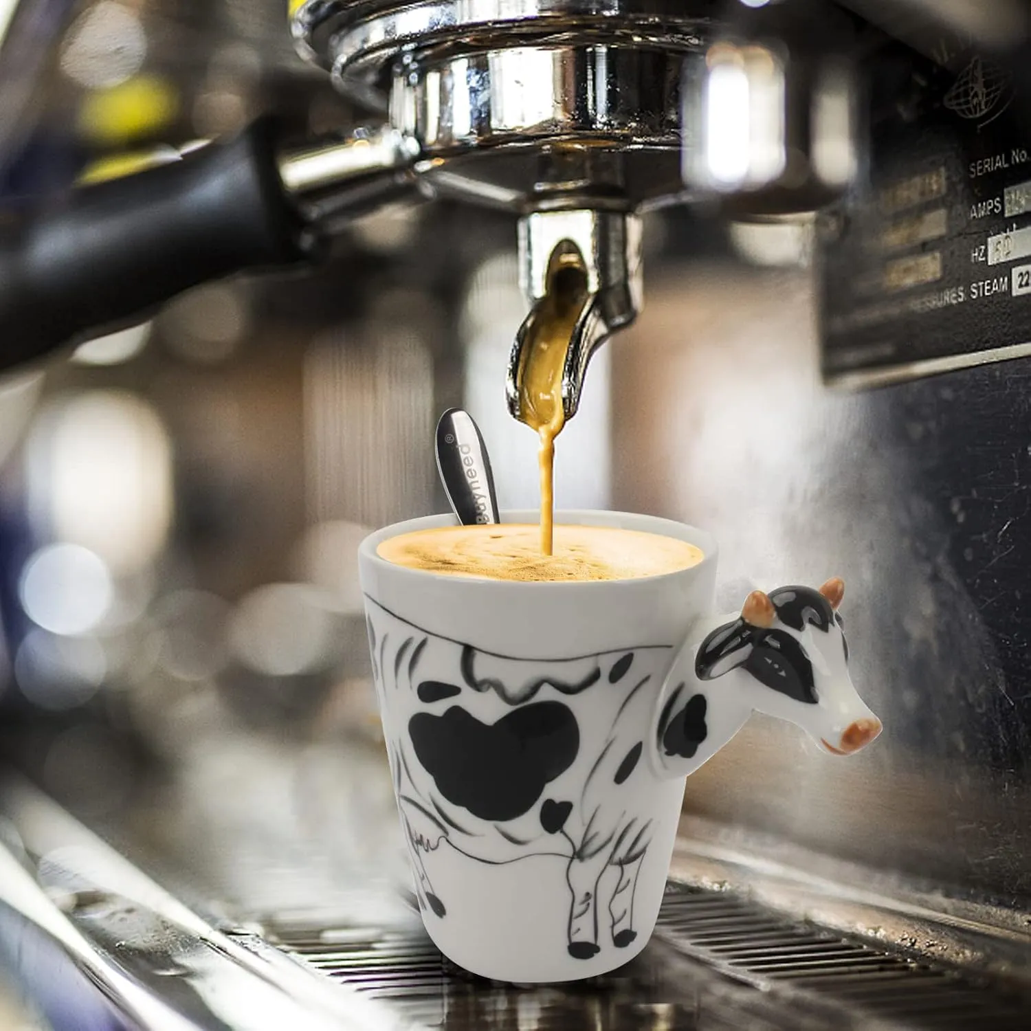Novelty Funny Hand Painted Coffee Mug - Cows 3D Handle Handmade Large 15 oz Porcelain Tea Cup Unique Ideal Gifts