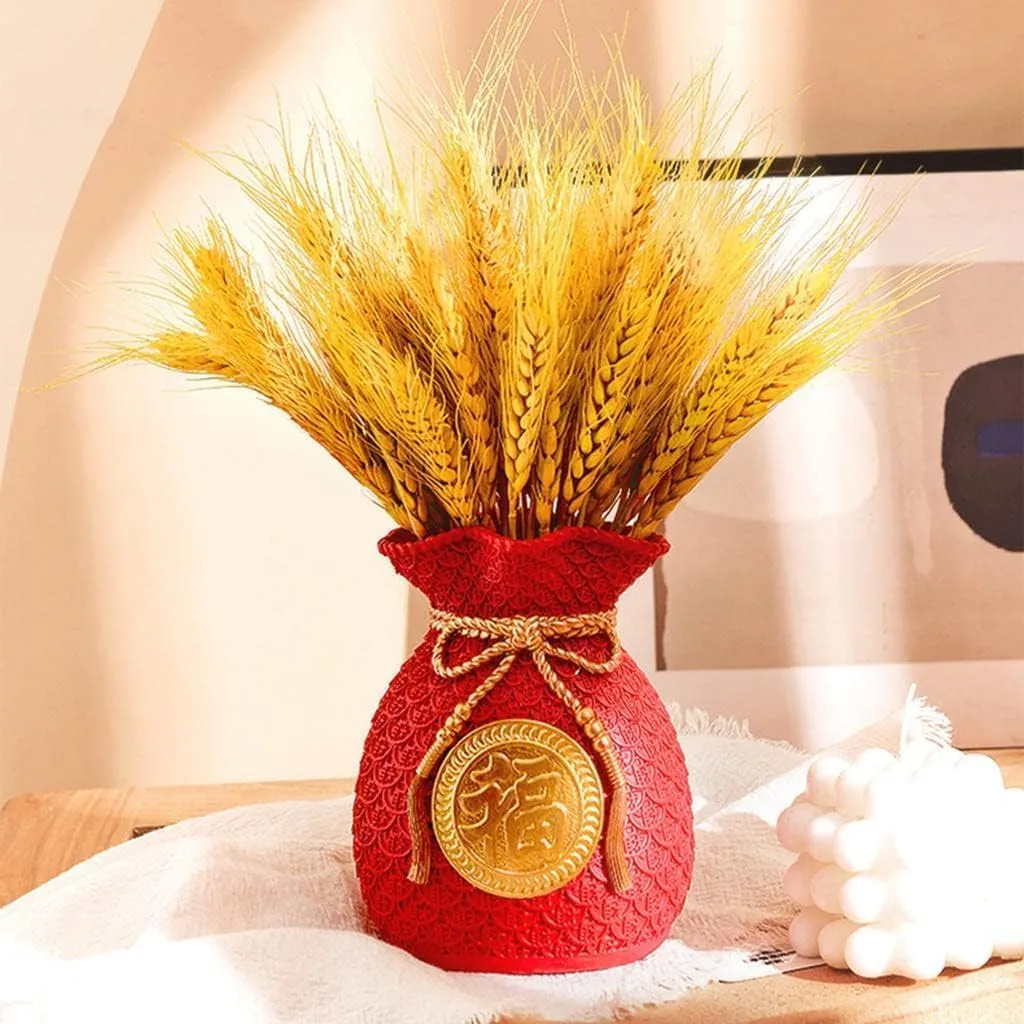 Novelty Vase Flower Pot Money Bag Shape Fortune Bedroom Living Room Study Office Flower Vase, Red (Red)
