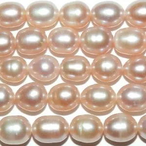 NP365 Pink 7mm - 8mm Rice Cultured Freshwater Pearl Gemstone Beads 14"
