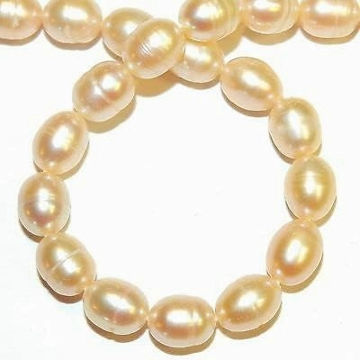 NP575 Light Pink 8mm Rice Cultured Freshwater Pearl Gemstone Beads 16"