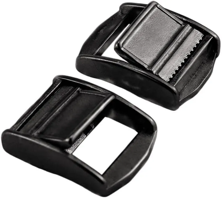 NRC&XRC 2 Pack Stainless Steel Black Lock Slider Buckles,Heavy Strap Release Buckle Adjustable Metal Buckle Fasteners (1inch BK)