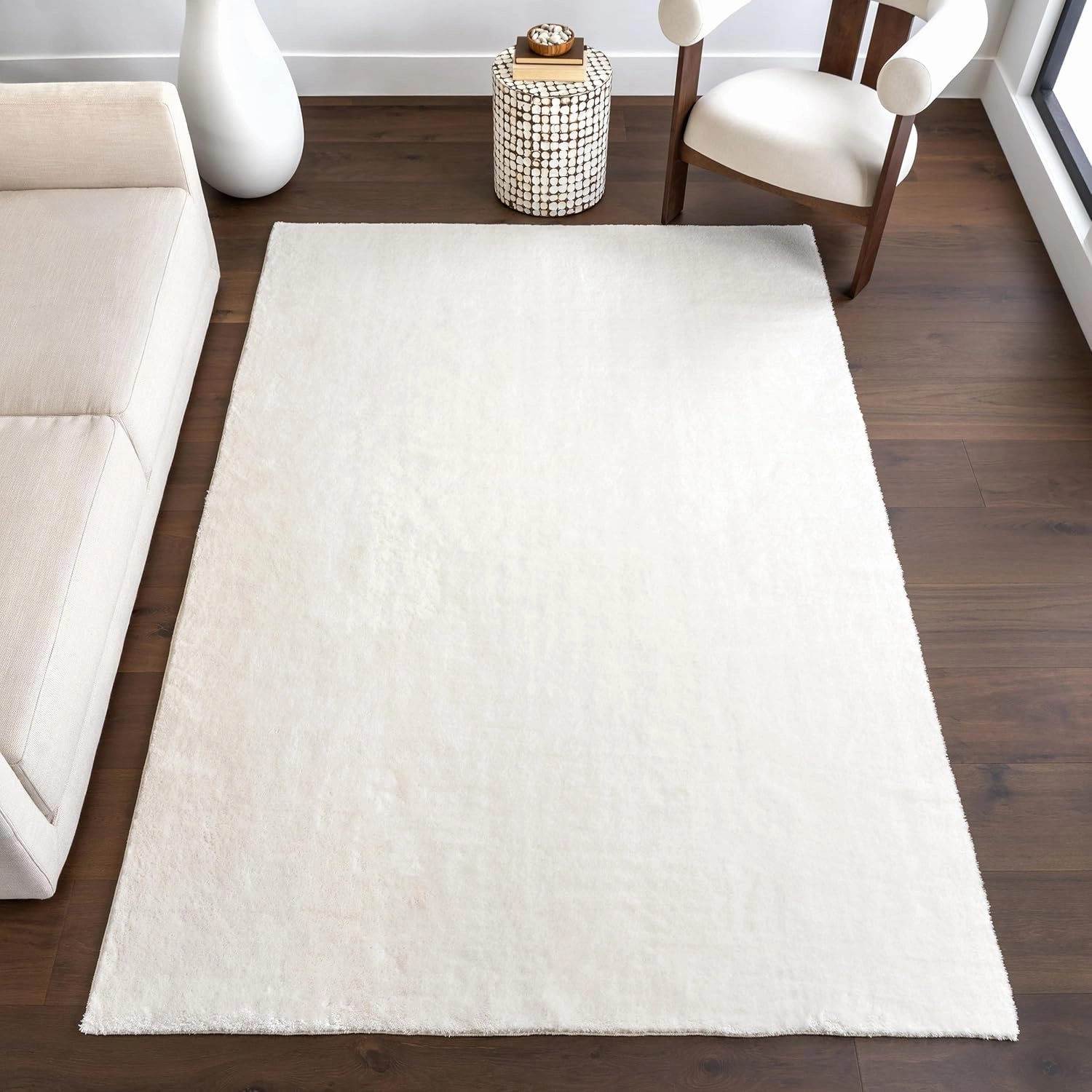nuLOOM 4' x 6' Cozy Plush SuperiorWash Area Rug, Machine Washable, Non-Slip, Soft Fluffy Shag Carpet for Living Room Bedroom Kids Room Nursery Home Decor, Loni White