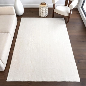 nuLOOM 4' x 6' Cozy Plush SuperiorWash Area Rug, Machine Washable, Non-Slip, Soft Fluffy Shag Carpet for Living Room Bedroom Kids Room Nursery Home Decor, Loni White