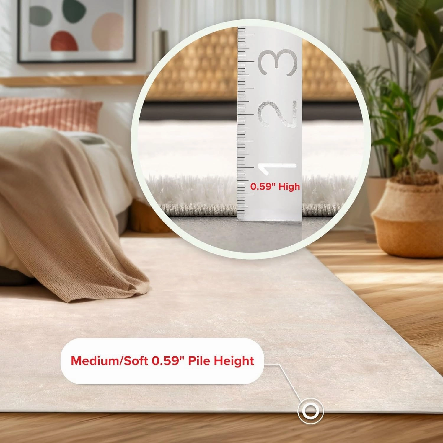 nuLOOM 4' x 6' Cozy Plush SuperiorWash Area Rug, Machine Washable, Non-Slip, Soft Fluffy Shag Carpet for Living Room Bedroom Kids Room Nursery Home Decor, Loni White