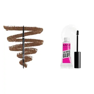 NYX PROFESSIONAL MAKEUP Micro Brow Pencil and Brow Glue Bundle - Chocolate and Clear