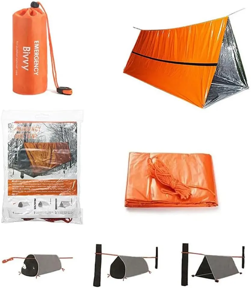 OBABO Emergency Shelter Survival Tent Kit Tent Sleeping Bag Waterproof Outdoor SOS Thermal Blanket Reusable