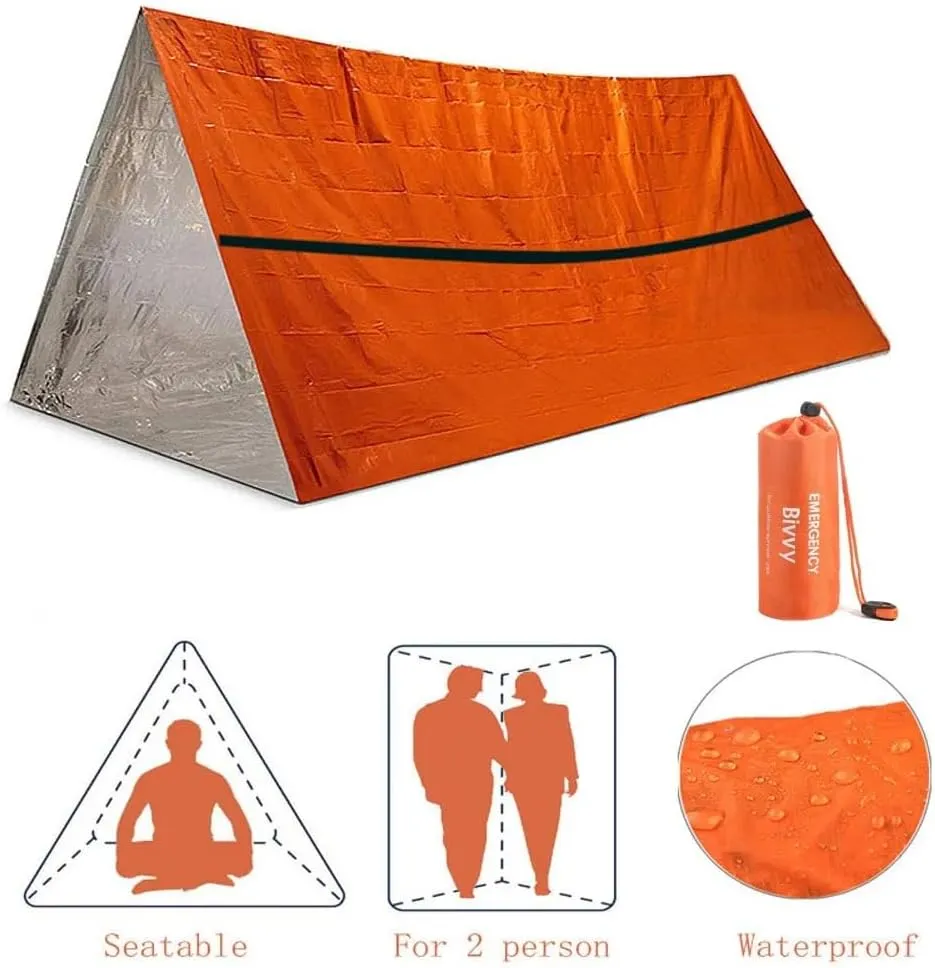 OBABO Emergency Shelter Survival Tent Kit Tent Sleeping Bag Waterproof Outdoor SOS Thermal Blanket Reusable