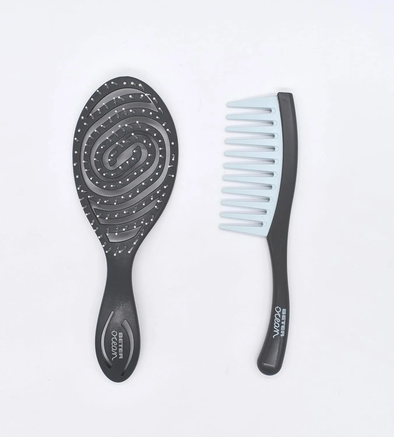 Ocean Hair Brush and Comb Set - Eco-Friendly Detangling Kit for Wet Hair - Made from Recycled Plastic - Essential Haircare Tools - For Smooth and Stylish Hair
