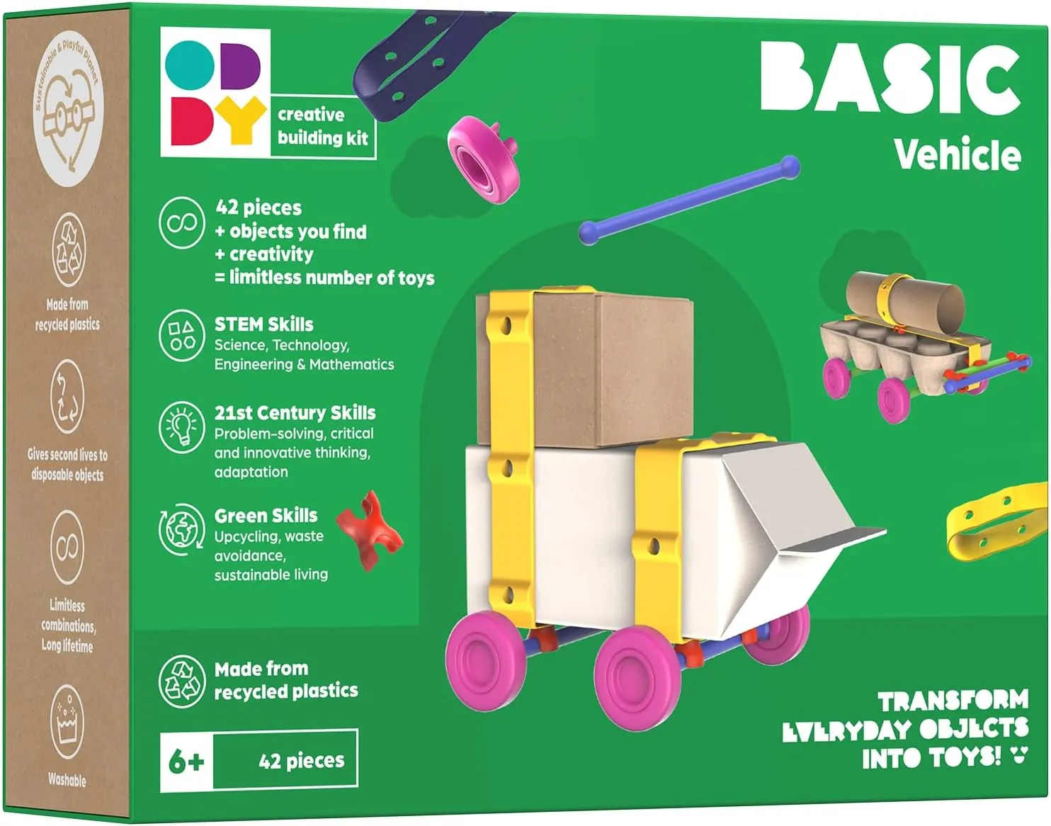 Oddy Basic Vehicle Creative Building Kit - Eco-Friendly STEM Toy Set for Kids 6 