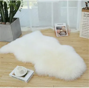 OKAYDA Premium Sheepskin Rug Genuine Natural New Zealand Lambskin Area Rug Fluffy and Soft Throw Rug Luxury Decor for Bedroom Living Room Sofa Floor (2x3ft,White)