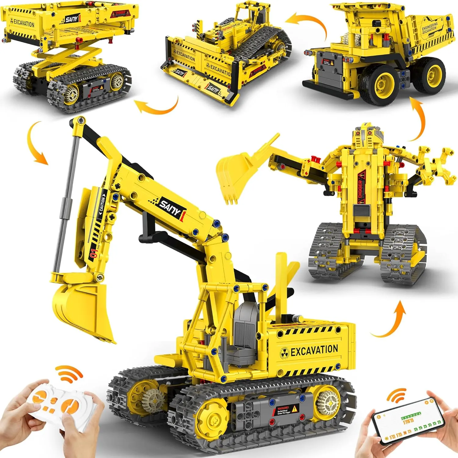okk Robot Building Toys for Kids, 5 in 1 Stem Toys for Boys Age 8-12, APP & Remote Control Robot Kit, DIY Engineering Robotics kit, Programmable Building Set Gifts for Boys Girls(555  PCS)
