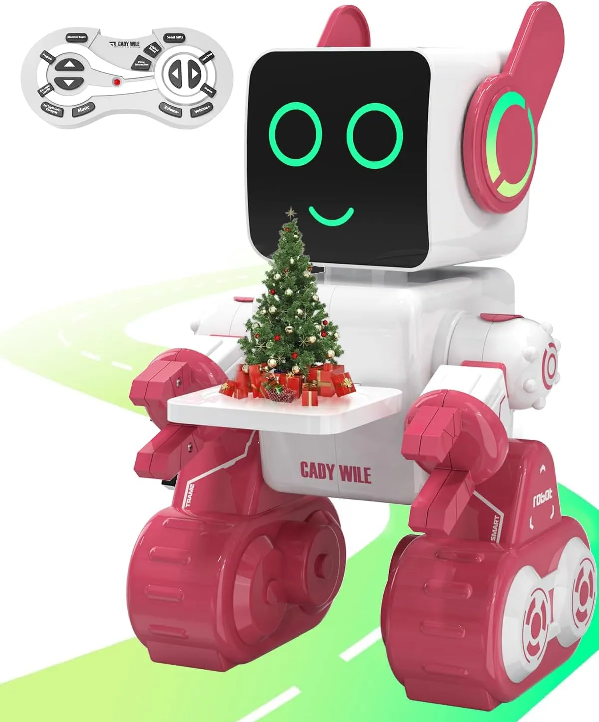 okk Robot Toys for Kids, Programmable Remote Control Robot, Interactive Toys with Coin Bank, Smart Robot with LED and Tray, Walking Talking Singing Dancing Robot Gift for Boys Girl（Pink）