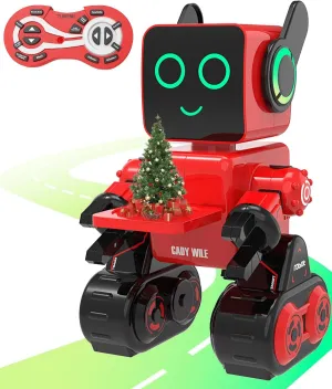 okk Robot Toys for Kids, Programmable Remote Control Robot, Interactive Toys with Coin Bank, Smart Robot with LED and Tray, Walking Talking Singing Dancing Robot Gift for Boys Girls（Red）
