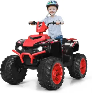 OLAKIDS 12V Kids Ride On ATV, 4 Wheeler Electric Vehicle for Toddlers, Battery Powered Motorized Quad Toy Car for Boys Girls with LED Lights, Music, Horn, High Low Speed, Soft Start (Red)