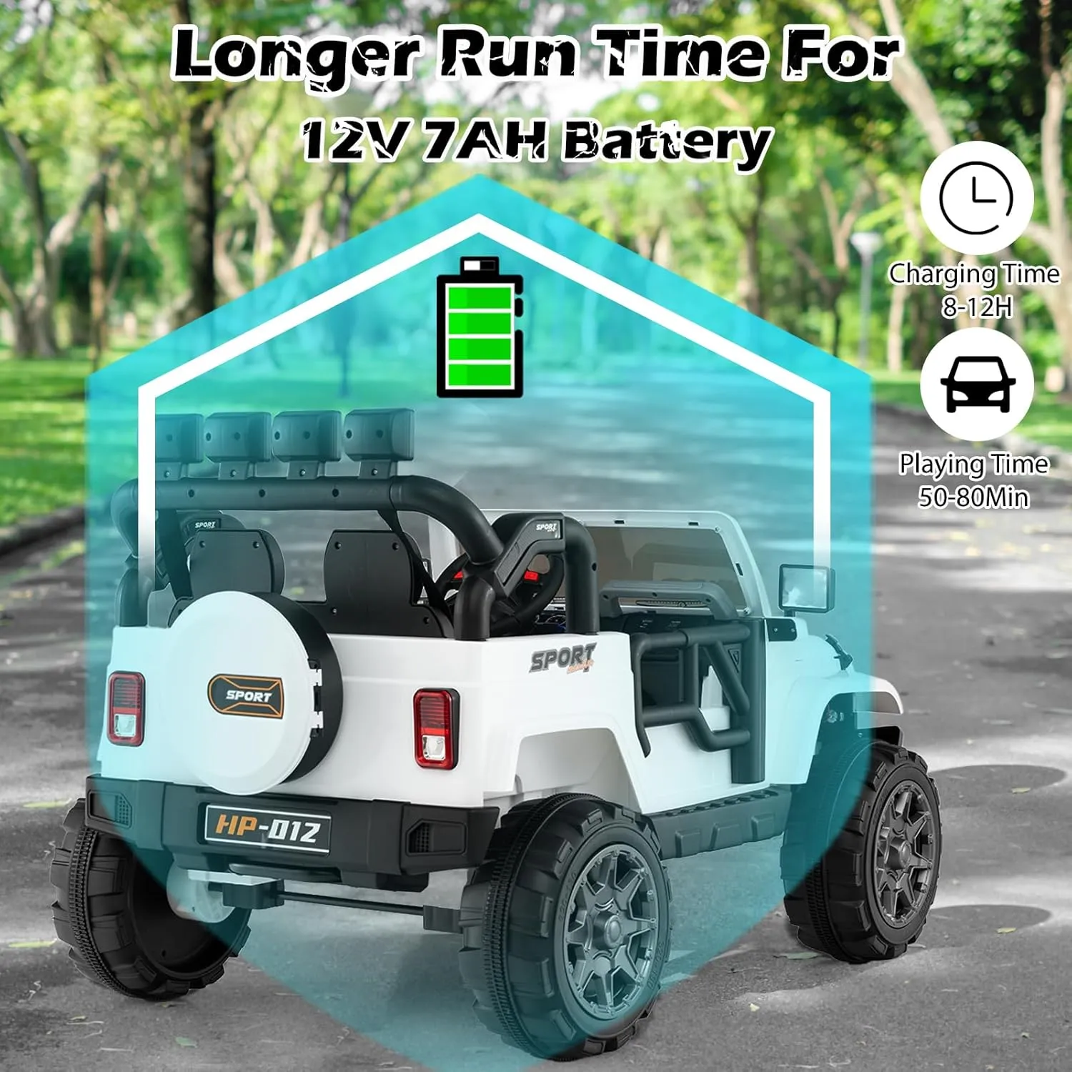 OLAKIDS 2 Seater Ride on Truck, 12V Battery Powered Electric Vehicle for Kids with Remote Control, Power Display, LED Lights, Story, Suspension System, MP3, Ride on Toy for 3  Boys Girls (White)
