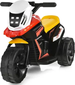 OLAKIDS 6V Ride on Motorcycle, Kids Electric Motor with Foot Pedal, Music, Horn, Forward/Backward, 3 Wheels Battery Powered Tricycle Toy Gift for Toddlers Boys Girls