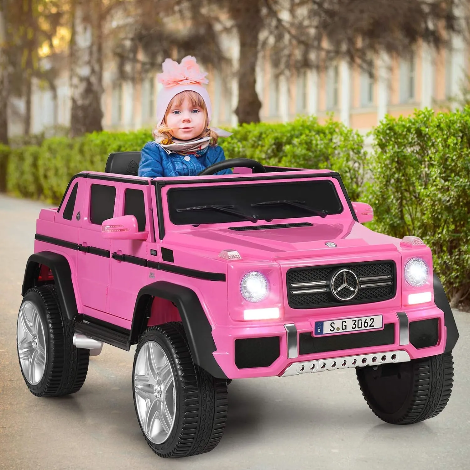 OLAKIDS Kids Ride On Car, Licensed Mercedes-Benz Maybach G650S with Remote Control, 12V Battery Powered Electric Vehicle Driving Toy with 3 Speeds, Wheels Suspension, Horn, Music, USB, TF