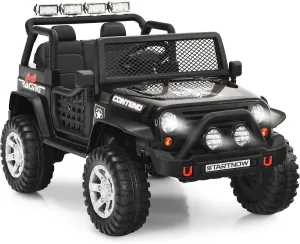 OLAKIDS Kids Ride on Truck, 12V 2 Seat Battery Powered Electric Toy Car with Parental Remote Control, 4 Wheels Toddler Vehicle with Spring Suspension, LED Lights, Music