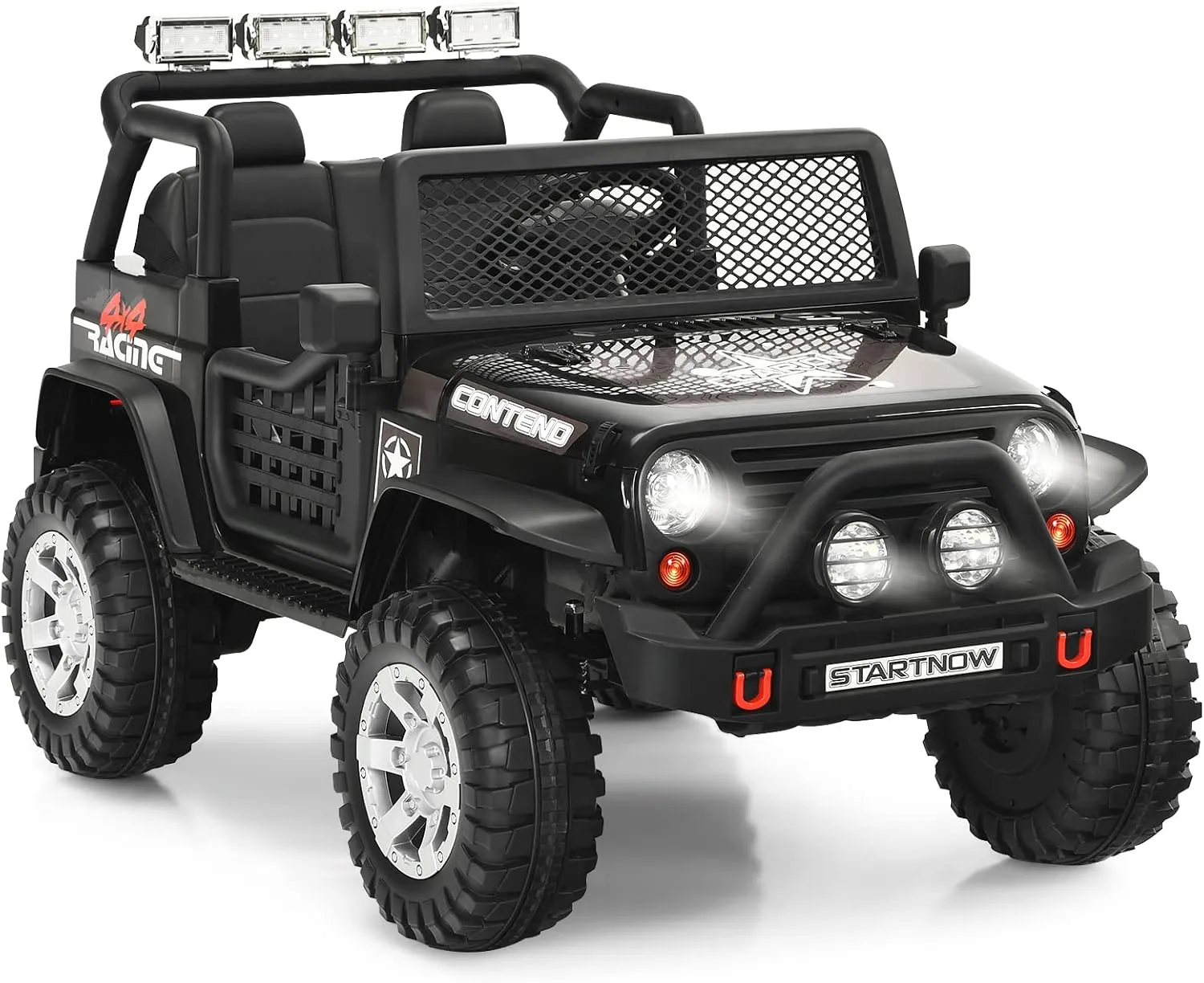 OLAKIDS Kids Ride on Truck, 12V 2 Seat Battery Powered Electric Toy Car with Parental Remote Control, 4 Wheels Toddler Vehicle with Spring Suspension, LED Lights, Music