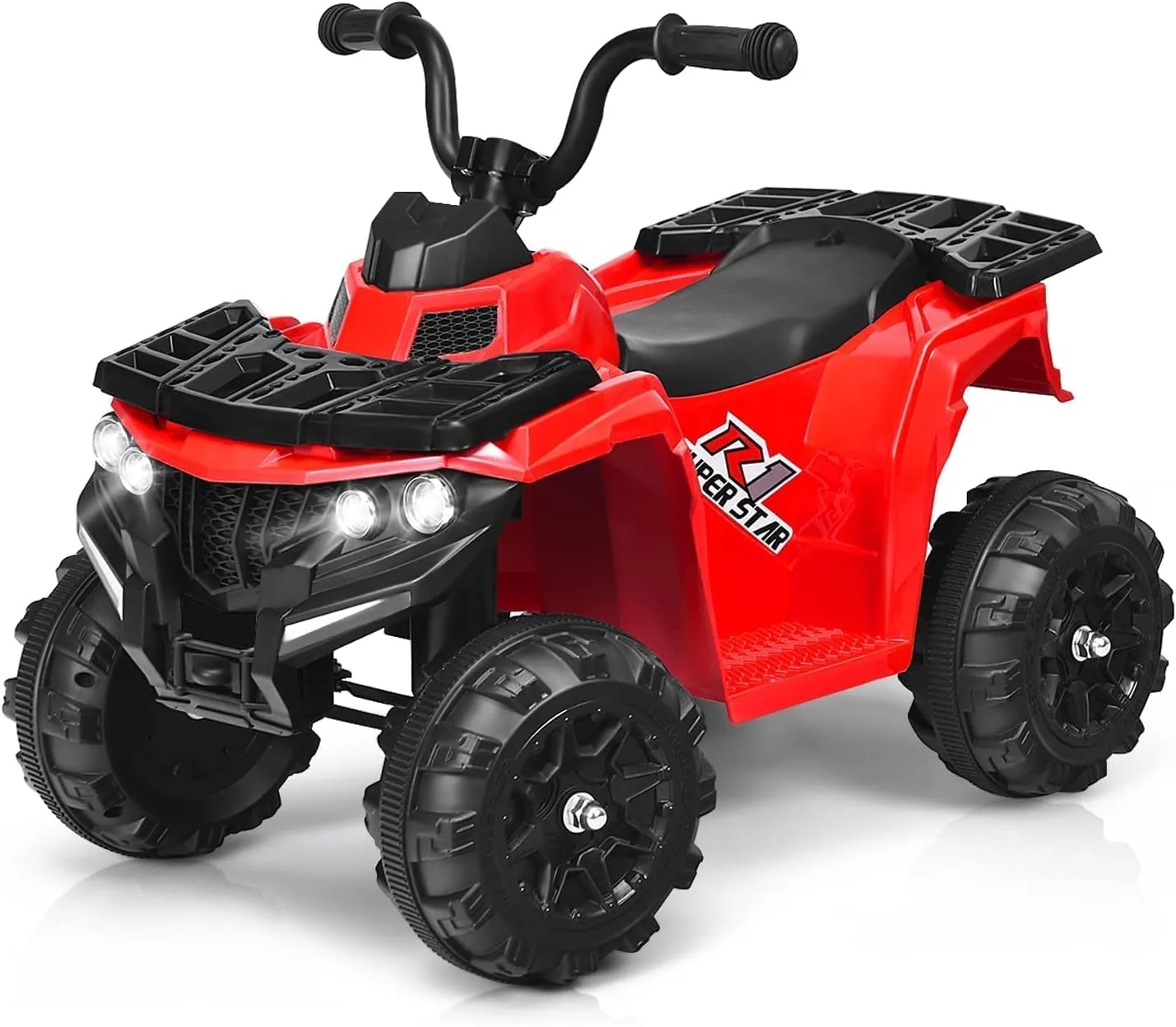 OLAKIDS Ride on ATV, 6V Kids 4 Wheeler Battery Powered Toy Car for Toddlers, Motorized Quad Electric Vehicle for Boys Girls with Lights, MP3, USB (Azarin)