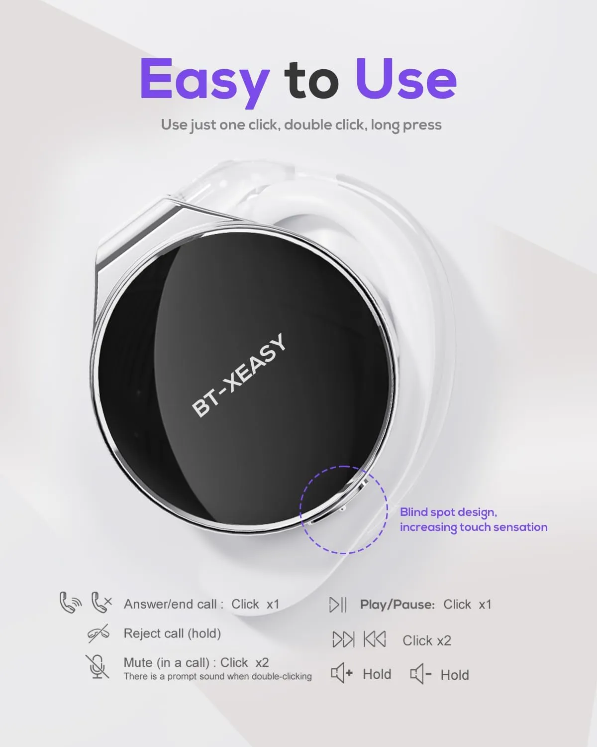 On Ear Headphones Bluetooth 5.4, Noise Cancelling Open Ear Headphones Wireless, Water-Drop Shaped Clip On Sport Headset Bluetooth with 4 Microphone, Comfort Fit Earphones with Long Battery Life
