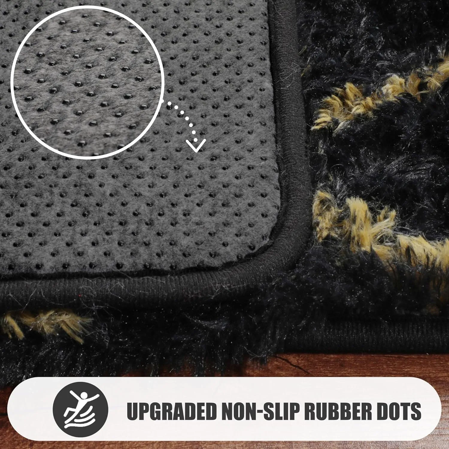 ONASAR 5x8 Rugs for Living Room Bedroom, Washable Fluffy Black and Gold Area Rug, Geometric Boho Soft Plush Shaggy Floor Carpet Mat for Nursery Kids Girls Boys Teen Dorm Home Decor Aesthetic
