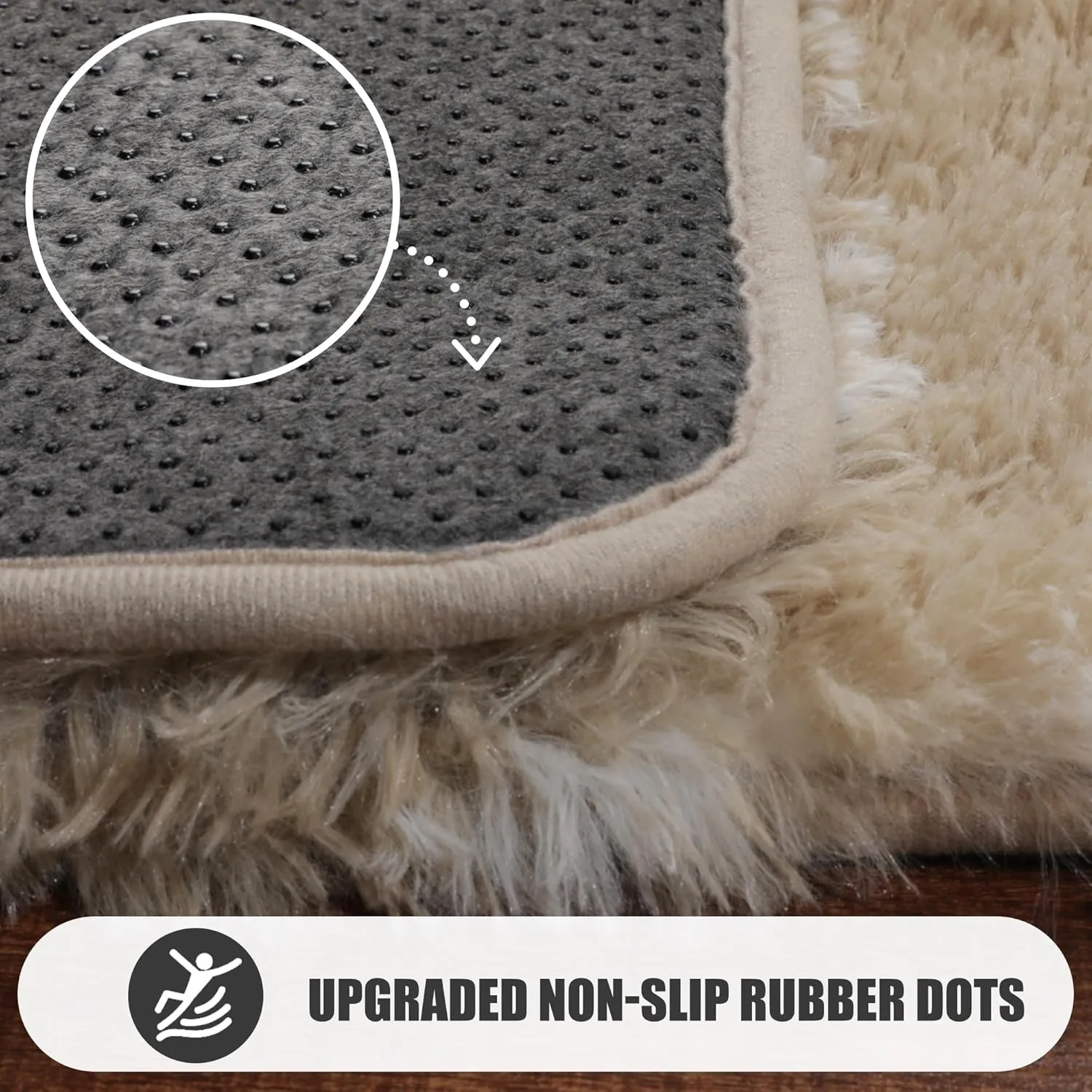 ONASAR Area Rugs for Bedroom Living Room, Washable 4x6 Fluffy Beige and White Throw Rug Floor Mat for Home Decor Aesthetic, Geometric Soft Shaggy Plush Carpet for Kids Teen Nursery Dorm Office