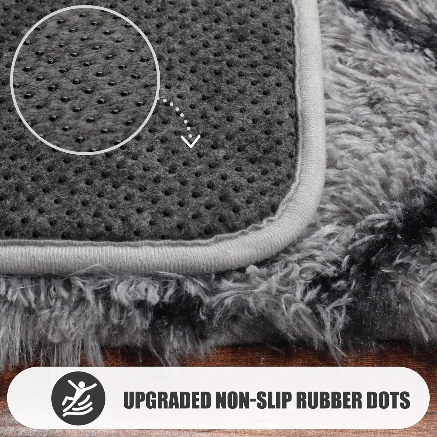 ONASAR Area Rugs for Bedroom Living Room, Washable 4x6 Fluffy Grey and Black Rug, Shaggy Geometric Floor Mat for Home Decor Aesthetic, Soft Plush Fuzzy Carpet for Nursery Kids Teen Dorm