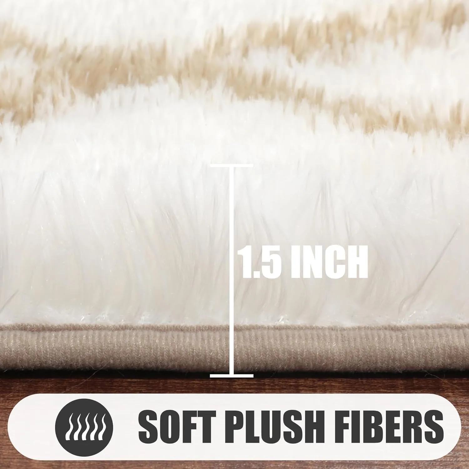 ONASAR Rugs for Living Room Bedroom, 5x8 Washable Fluffy White and Beige Area Rug, Geometric Boho Soft Plush Shaggy Floor Carpet Mat for Nursery Kids Girls Boys Teen Dorm Home Decor Aesthetic