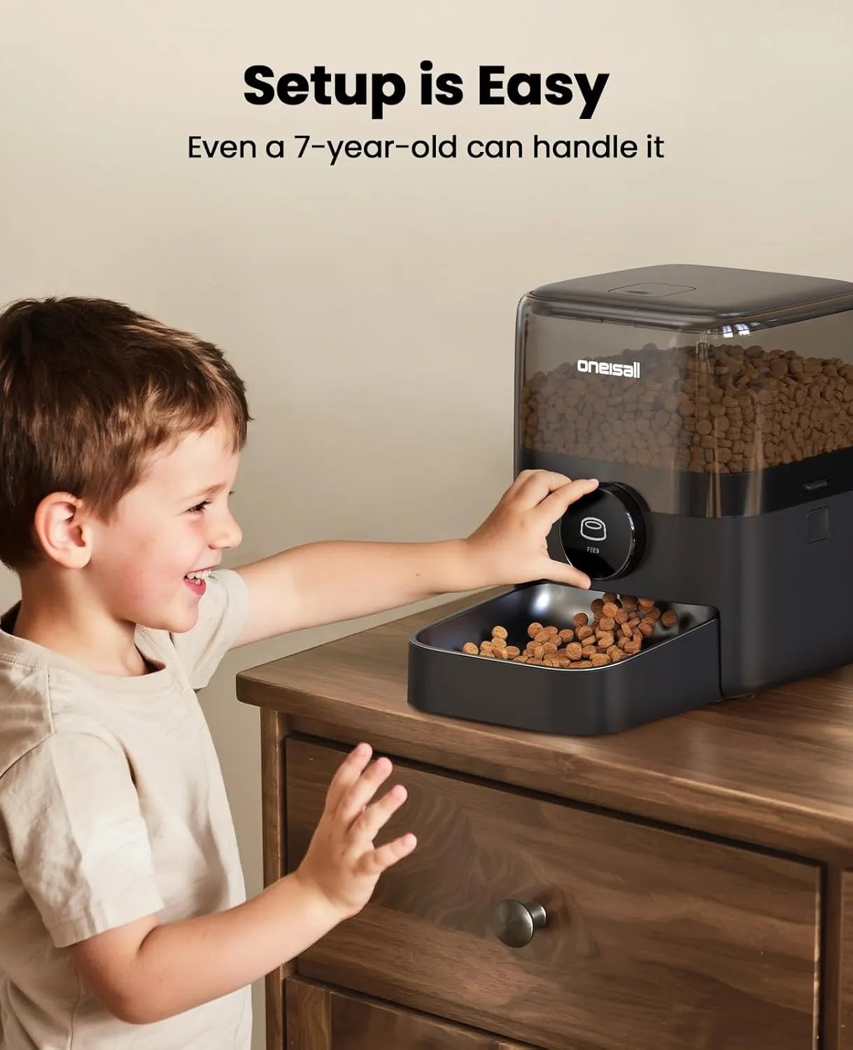 oneisall Automatic Cat Feeder, 12 Cups/3L Timed Cats Feeder for Large Cat Food, Small Portion Feeding, Programmable 1-6 Meals Per Day Dry Food Dispenser (Black)
