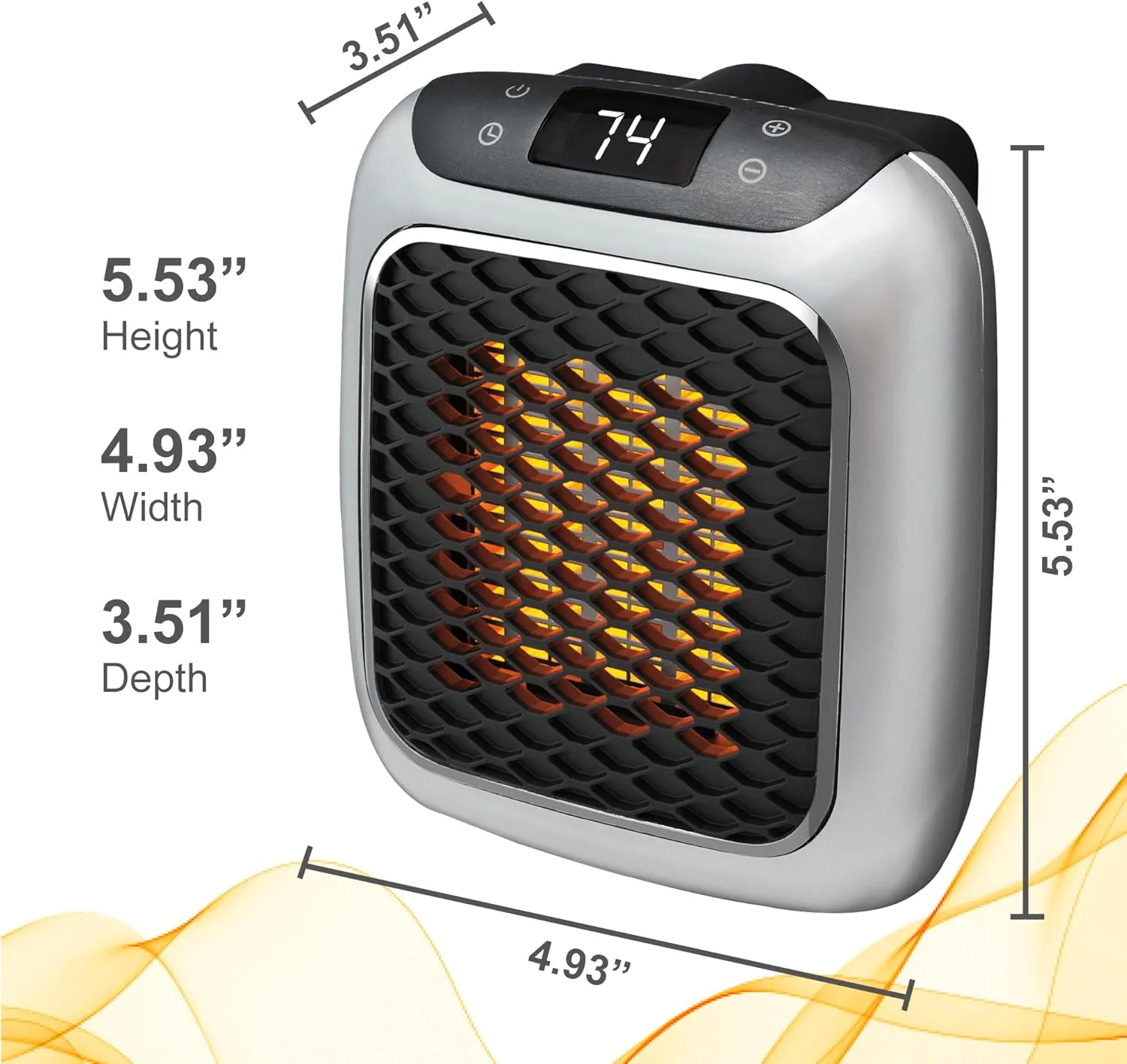 Ontel Handy Heater Turbo Wall Outlet Small Space Heater with Adjustable Thermostat, Programmable 12-Hour Timer, Auto Shut Off - Quiet, Space-Saving, Ceramic (Packaging May Vary)