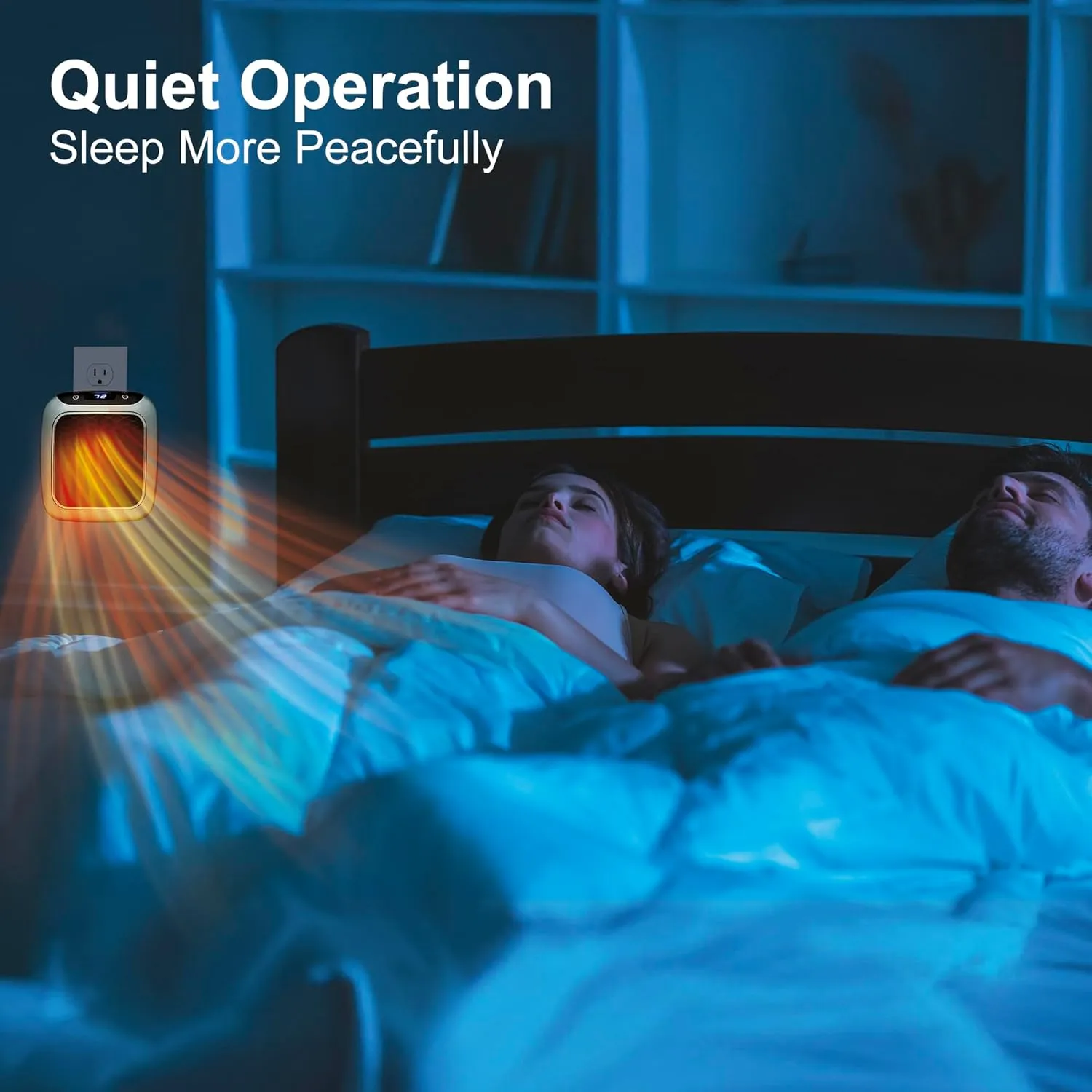 Ontel Handy Heater Turbo Wall Outlet Small Space Heater with Adjustable Thermostat, Programmable 12-Hour Timer, Auto Shut Off - Quiet, Space-Saving, Ceramic (Packaging May Vary)